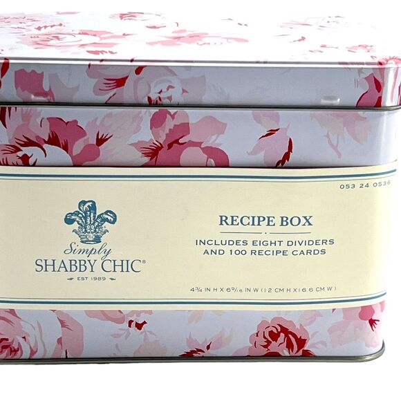 Simply Shabby Chic Recipe Box Complete Unused Pink Flowers Dividers Cards Target - Picture 2 of 9